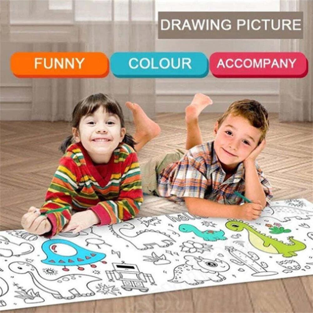 Top Roll Gambar Anak-Anak Desain Baru Hadiah Kreatif DIY Lukisan Menggambar Kertas Isi Warna Dengan 12warna Pensil