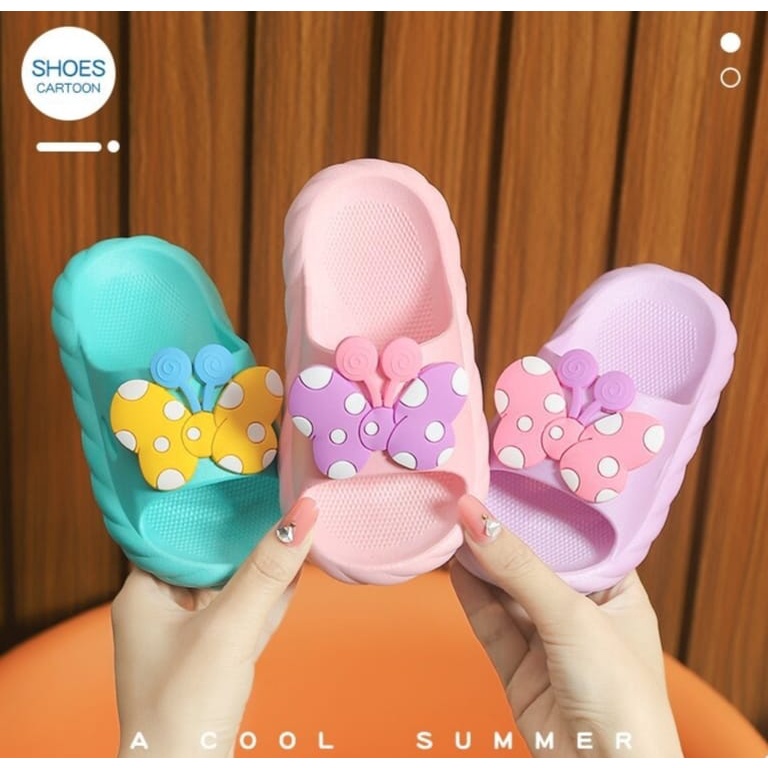 CUCI GUDANG SHOEGALLERY LV0202 Sandal Rumah Anak Perempuan Motif Kupu Kupu