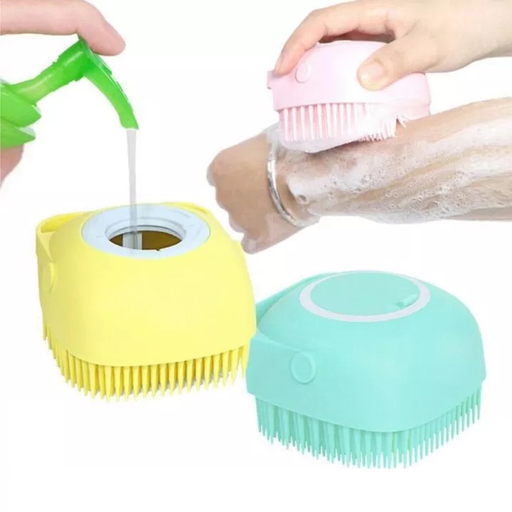 Sikat Mandi Bahan Silikon Lembut Sikat Badan Kepala Shower Brush Silicone Dispenser Sabun &amp; Shampoo F869