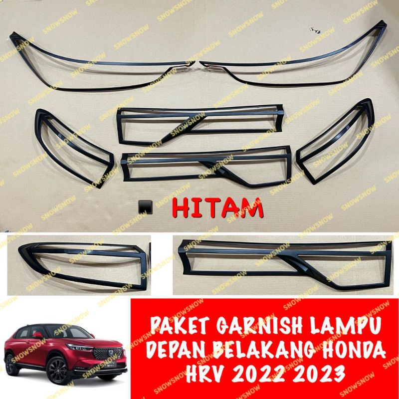 Paket Garnish Lampu Depan Belakang Honda Hrv 2022 2023 Chrome Hitam Carbon