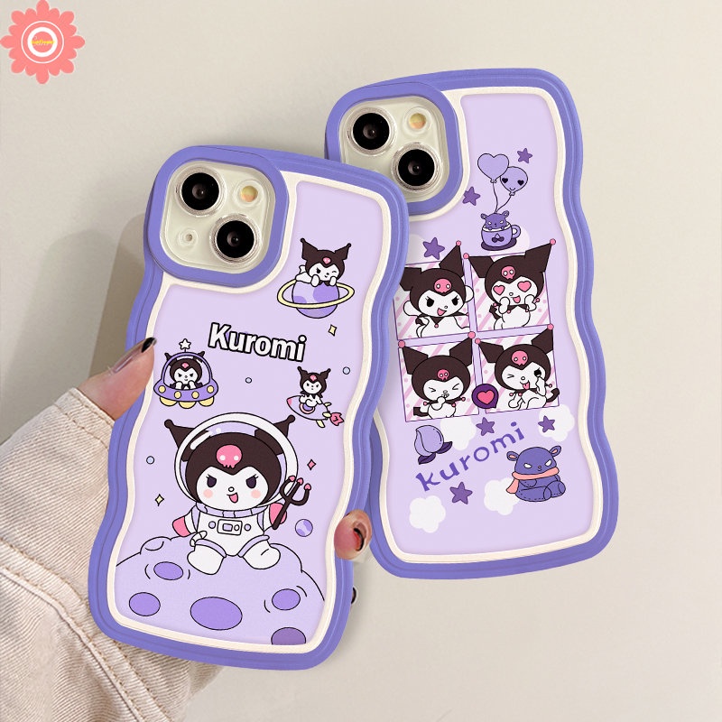 Case Realme C53 C55 10 C12 C35 C25 C30 C11 C33 C25s C15 C21Y C11 2021 9 8i 9 Pro+C25Y C3 7i 5i 6i 8 8Pro 9i 57 C1 C20 Kartun Lucu Astronot Ruang Kuromi Wavy Edge Soft Sarung