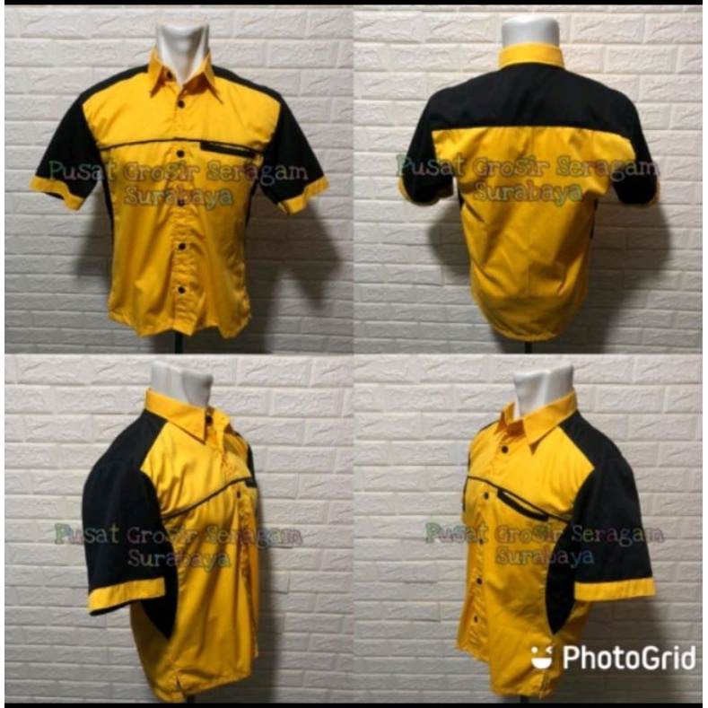 baju kerja pria Kuning hitam seragam kerja pria Kuning hitam terima jasa bordir logo atau nama