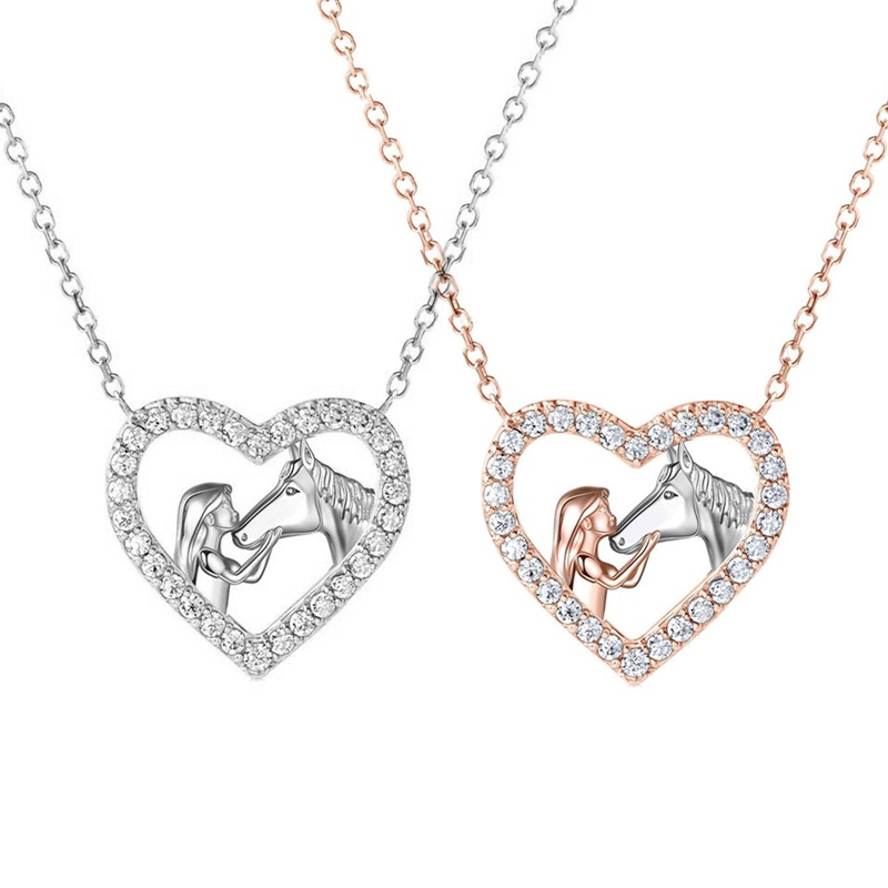Gadis Kuda Kalung Wanita Gadis Hati Liontin Kalung Horse Perhiasan Untuk Gadis Putri Pesta Ulang Tahun Hadiah Hari Valentine
