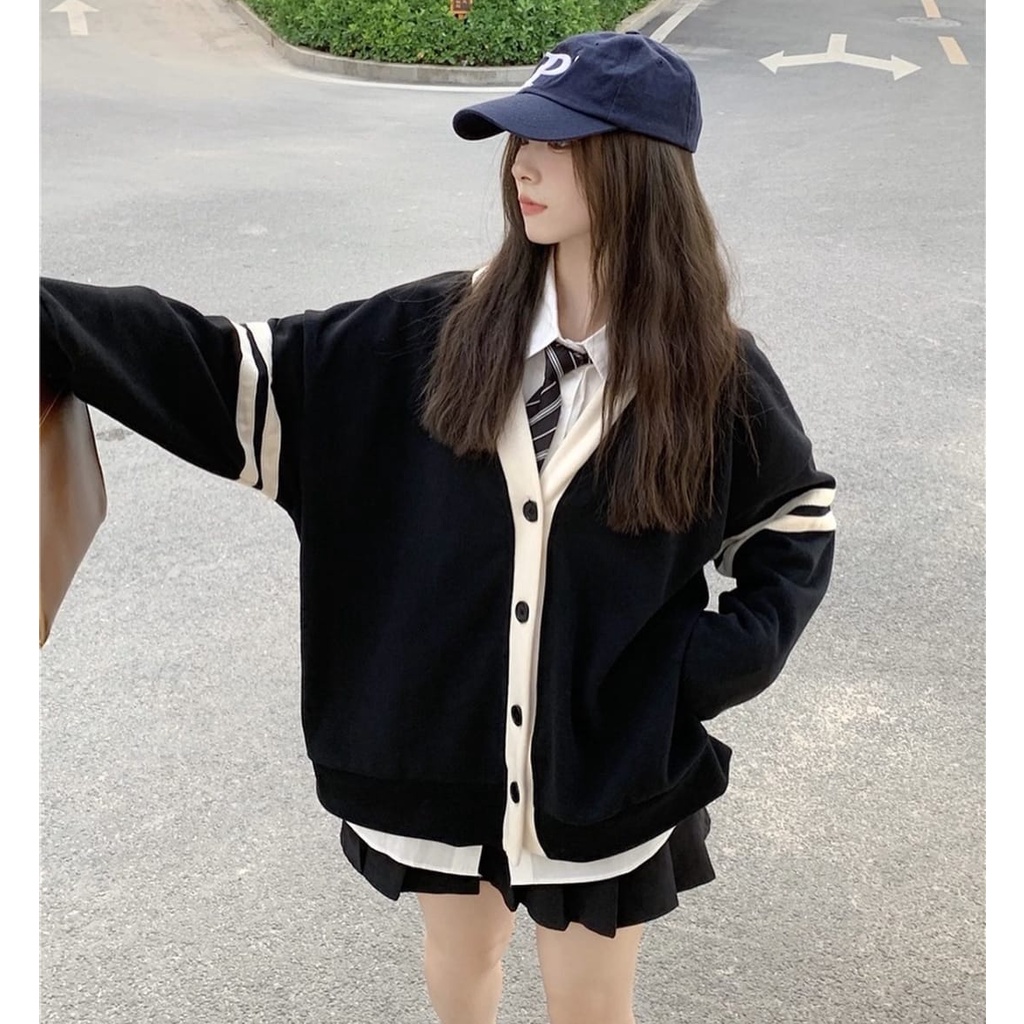 Stripy Outher Cardigan Wanita Oversize - Sweater Cardigan Wanita Girl Korean style kekinian