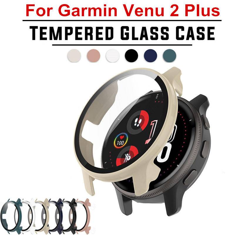 2-in-1 Casing Pelindung+Kaca HD Untuk Garmin Venu 2s 2plus Vivoactive4 4s vivomove sport PC Hard Screen Protector Case Untuk Garmin Forerunner 955 255 255S Case