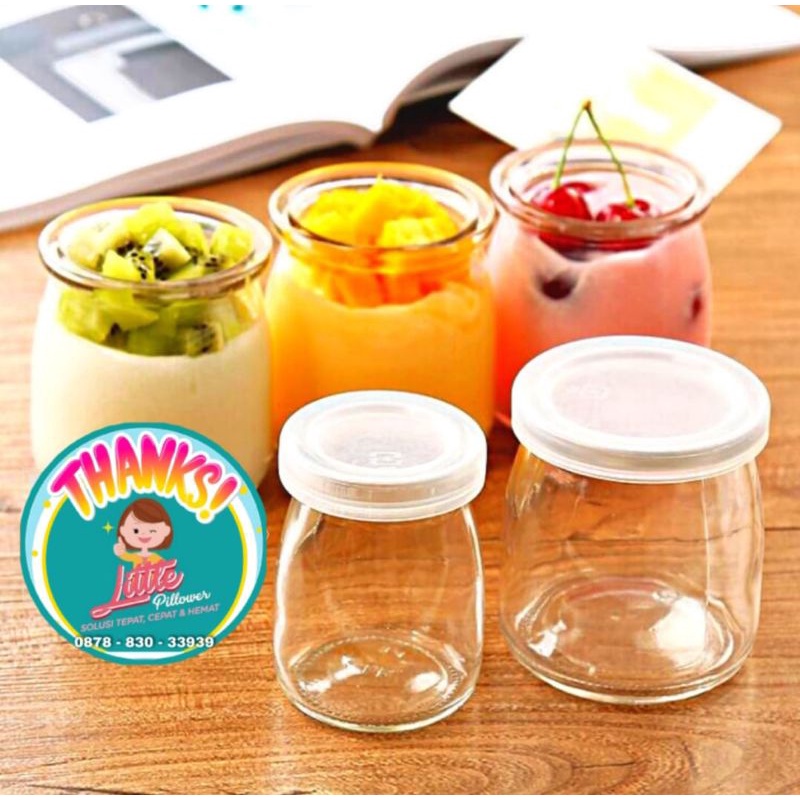 Botol Jar Kaca 100ml pudding pendek - Jar toples kaca selai kue susu