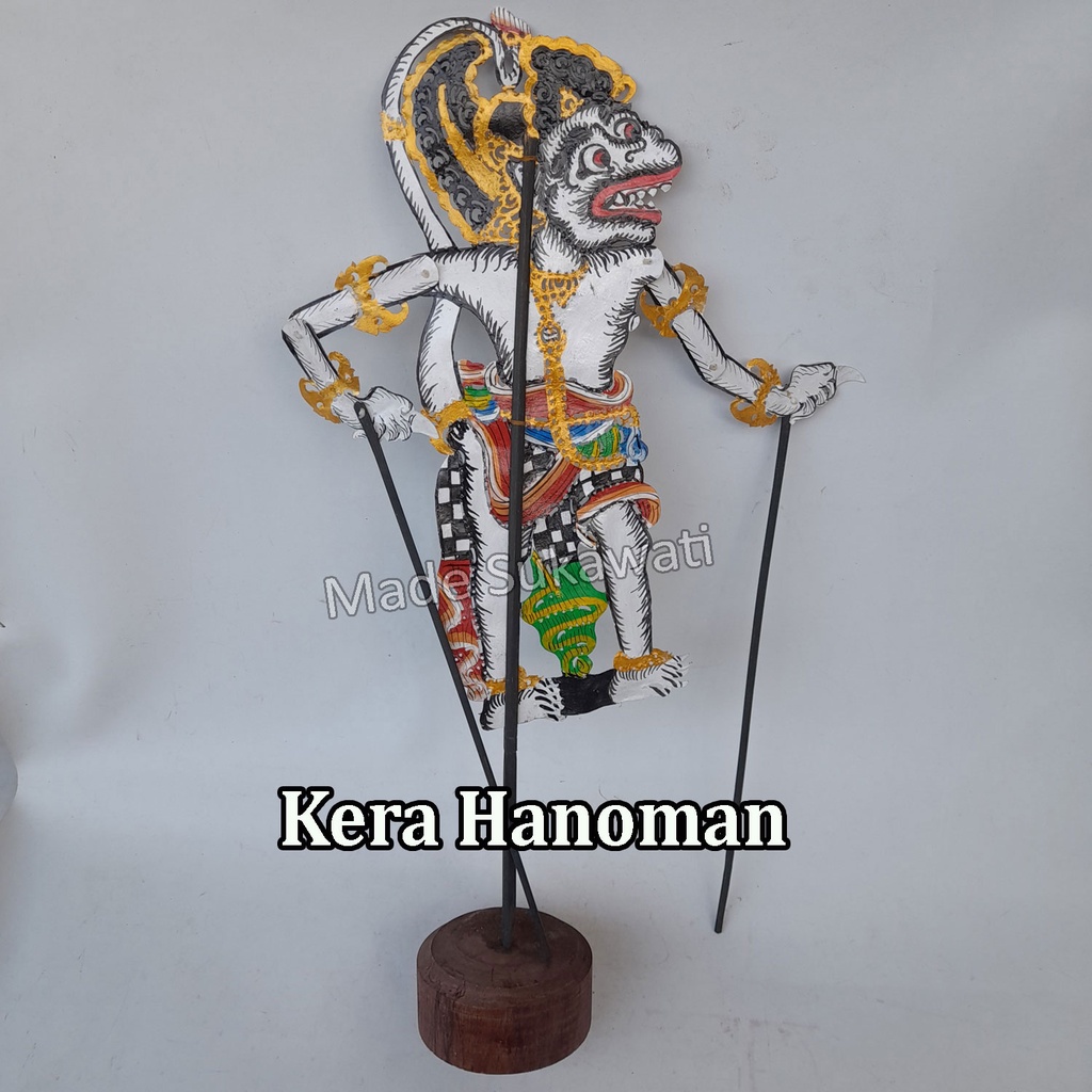 Kerajinan Wayang Bali bahan kulit sapi tangkai Kayu ukiran tangan handmade