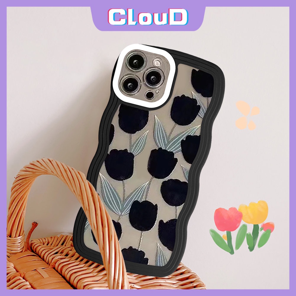 Casing Soft Case Redmi A1 10C 10 9 9T 9A 9C 10A A1+Redmi Note10 11s 11 10s 9s 9 11Pro+8catatan 9Pro 10Pro Max PO CO X3 NFC Pro M3 Mi 11T Fashion Retro Bunga Tulip Case Tepi Bergelombang