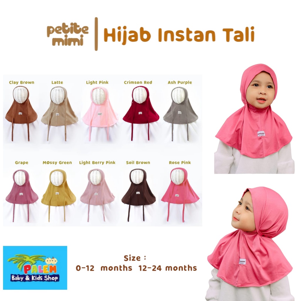 Petite mimi Hijab Instant Tali /Hijab isntan bayi /kerudung anak