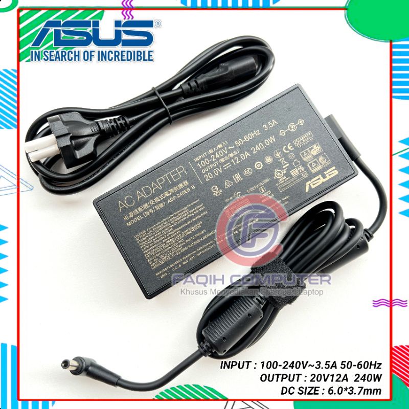 Adaptor Charger Laptop ASUS TUF Gaming A15 FA506II-AS53 FA506IH-AS53 20V-12A 240W DC (6.0x3.7mm) ORIGINAL