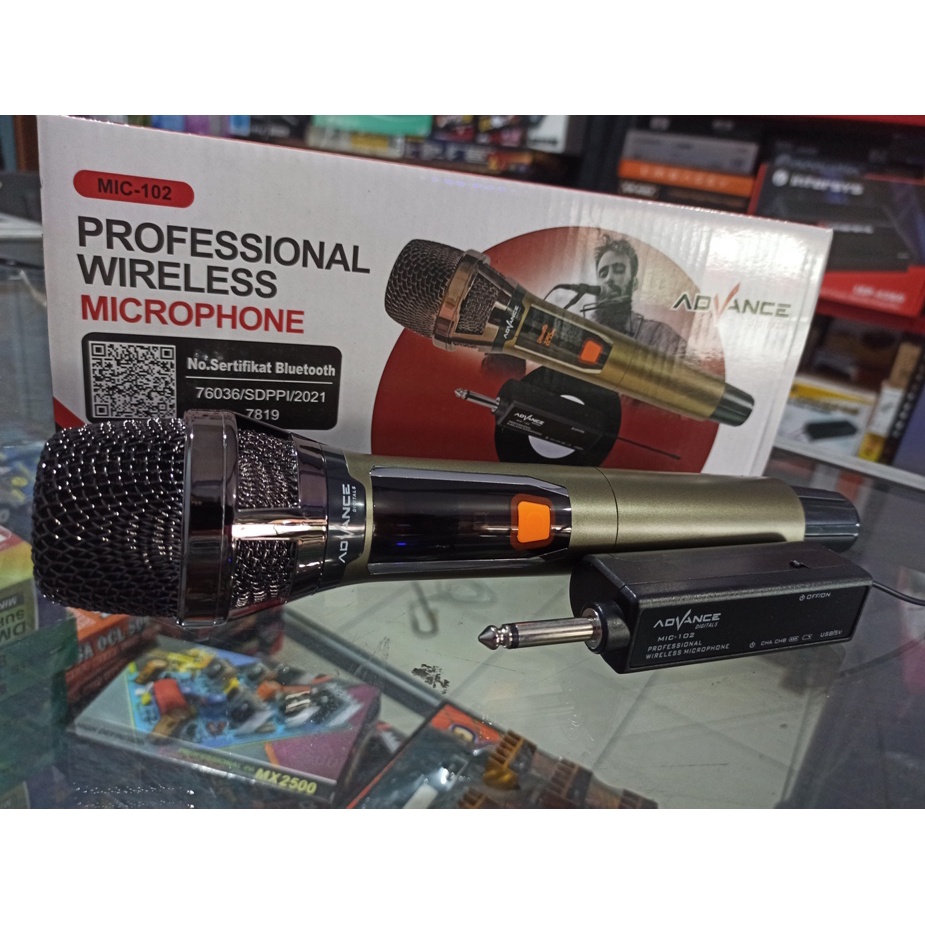 Mic Wireless Single Profesional Microphone advance 102 Tanpa Kabel