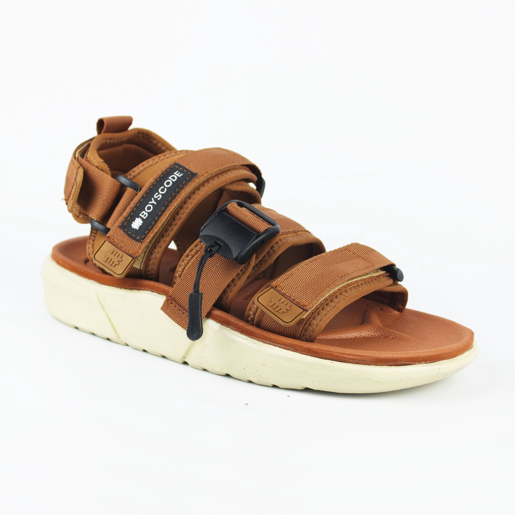 Sendal Gunung Distro Pria Wanita BOYSCODE Dante Coklat Ivory / Slide Pria / Slip On Pria / Slop Pria / Sendal Cowok