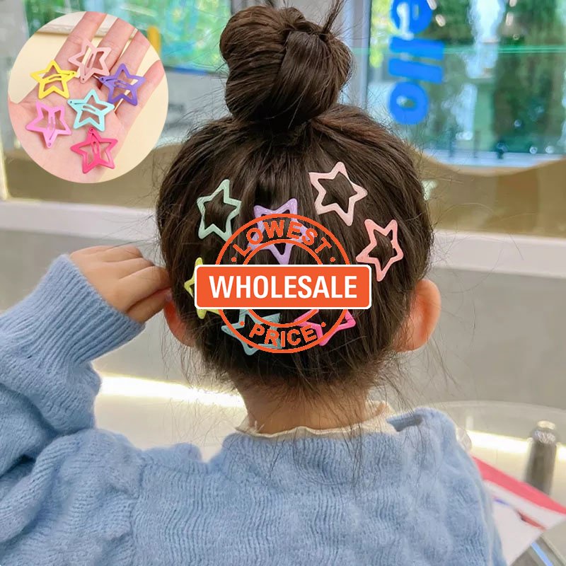 [Harga Grosir] 4/6Pcs Candy Color Girl Metal Hiasan Kepala Ponytail Elegan Jepit Rambut Hias Pentagram Butterfly Styling Tools Cute Children Hair Clip