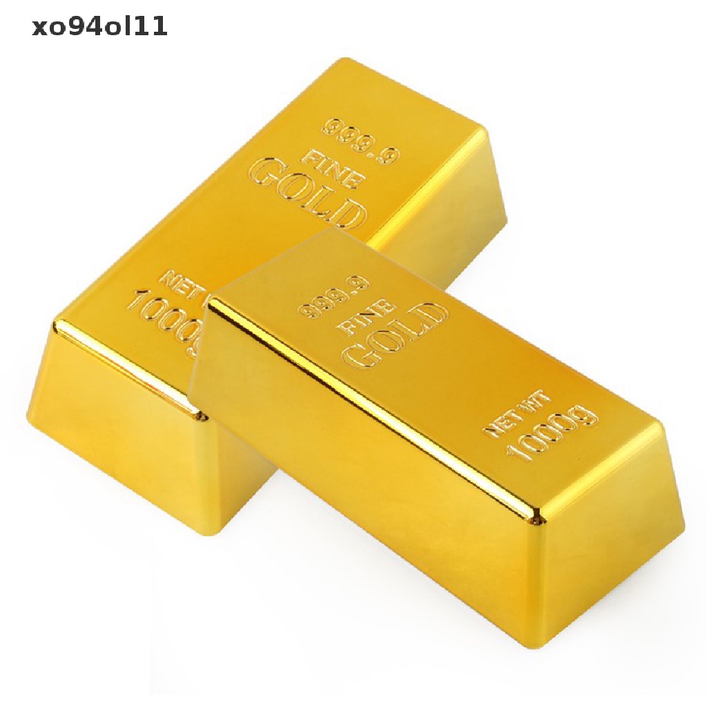 Xo Emas Batangan Palsu Plastik Golden Paperweight Dekorasi Rumah Batangan Bullion Simulasi OL