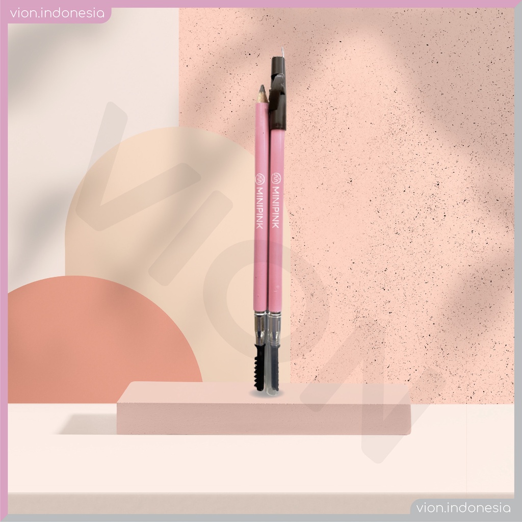MINIPINK Pensil Alis Double Head Anti Air Tahan Lama Eyebrow Serutan Brush Sharpener MP010