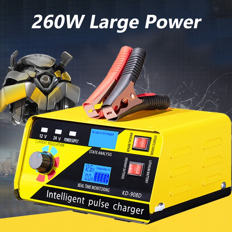 20A 260W Charger Aki 12V/24V Smart Battery Charger Mobil Motor Truk Charger Aki Mobil Motor