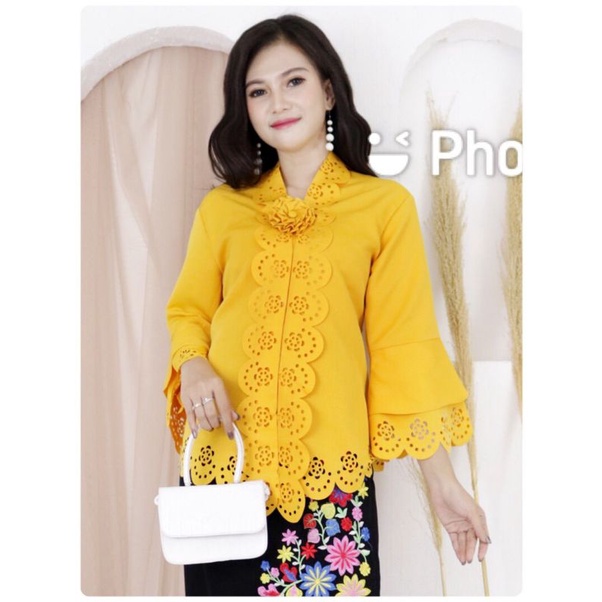 PROMO Kebaya Encim Senada Modern Katun Laser Impor Tangan Terompet