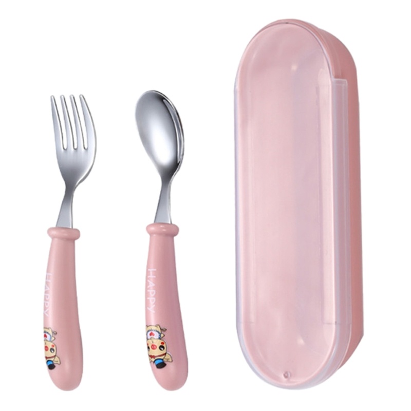 Mary Baby Spoon Feeding Spoon &amp; Fork Grade Kids Peralatan Dapur Stainless Steel Feeder Spoon Balita Sendok Garpu Gadget