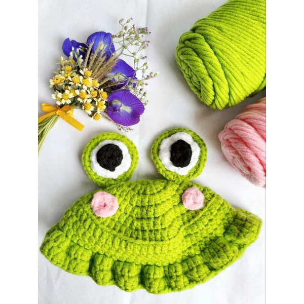 bucket hat bayi/ topi rajut kodok