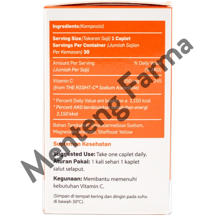 The Right C 250 mg 30 Kaplet - Suplemen Vitamin C Jaga Daya Tahan Tubuh