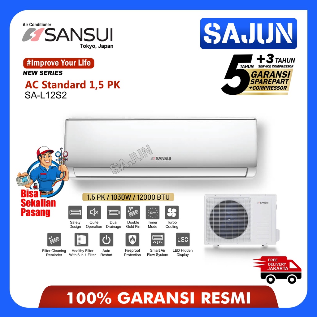 SANSUI JAPAN AC Split 1.5 PK Standard R32 SA-L12S2