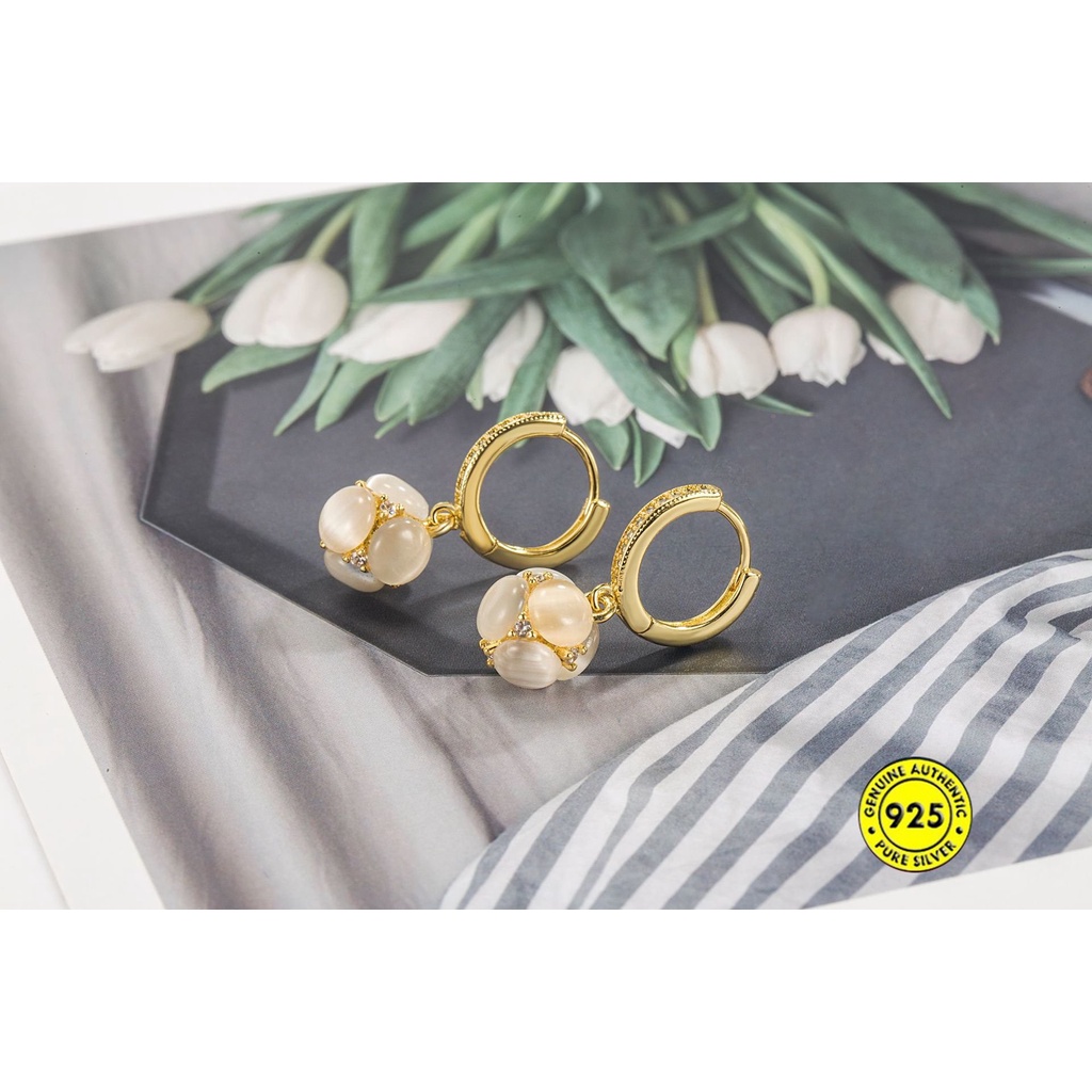 Anting Opal Bulat Bulat Anting Perempuan Musim Gugur Dan Dingin U1322