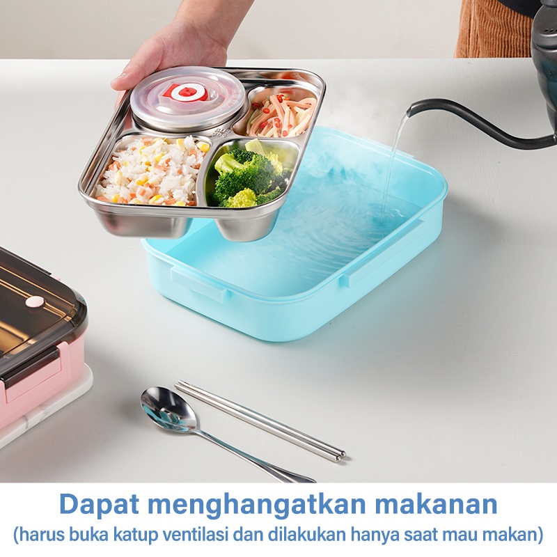 Letyeah &amp; Anantagt kotak Makan set stainless anti tumpah /Sup mangkuk dan Lunch box tahan panas