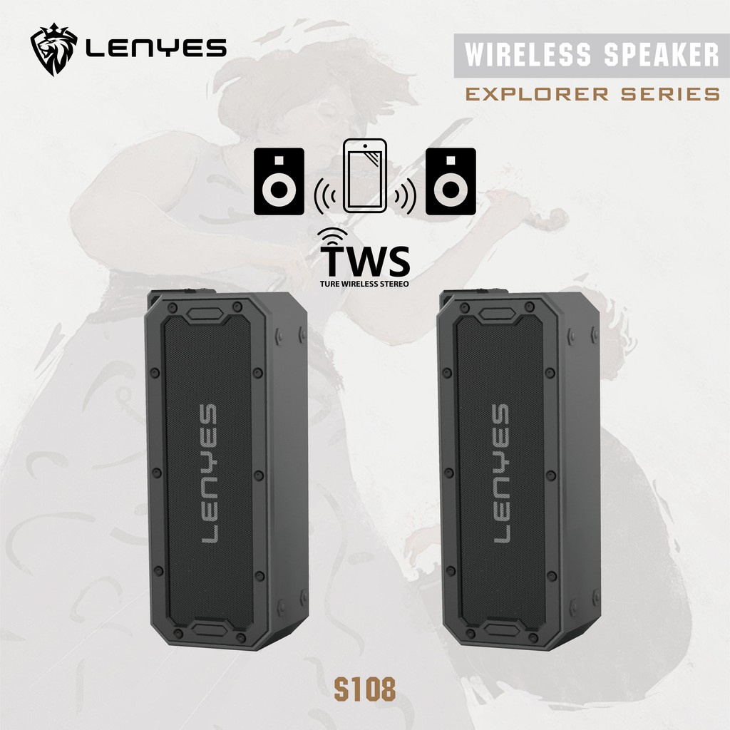 Speaker Bluetooth Portable Waterproof Tahan Banting LENYES S108 TWS