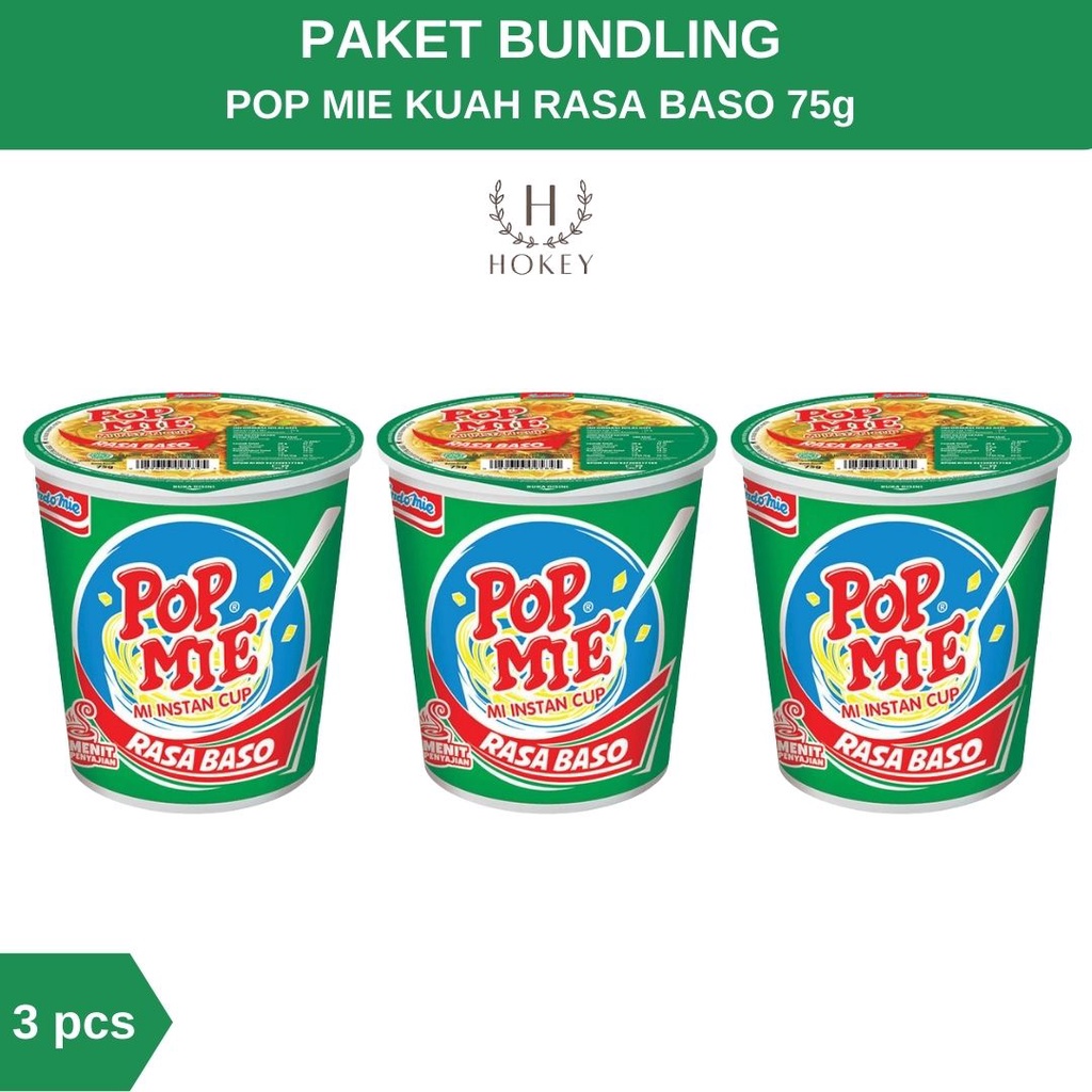 Pop Mie Kuah Rasa Baso 75g isi 3 bungkus