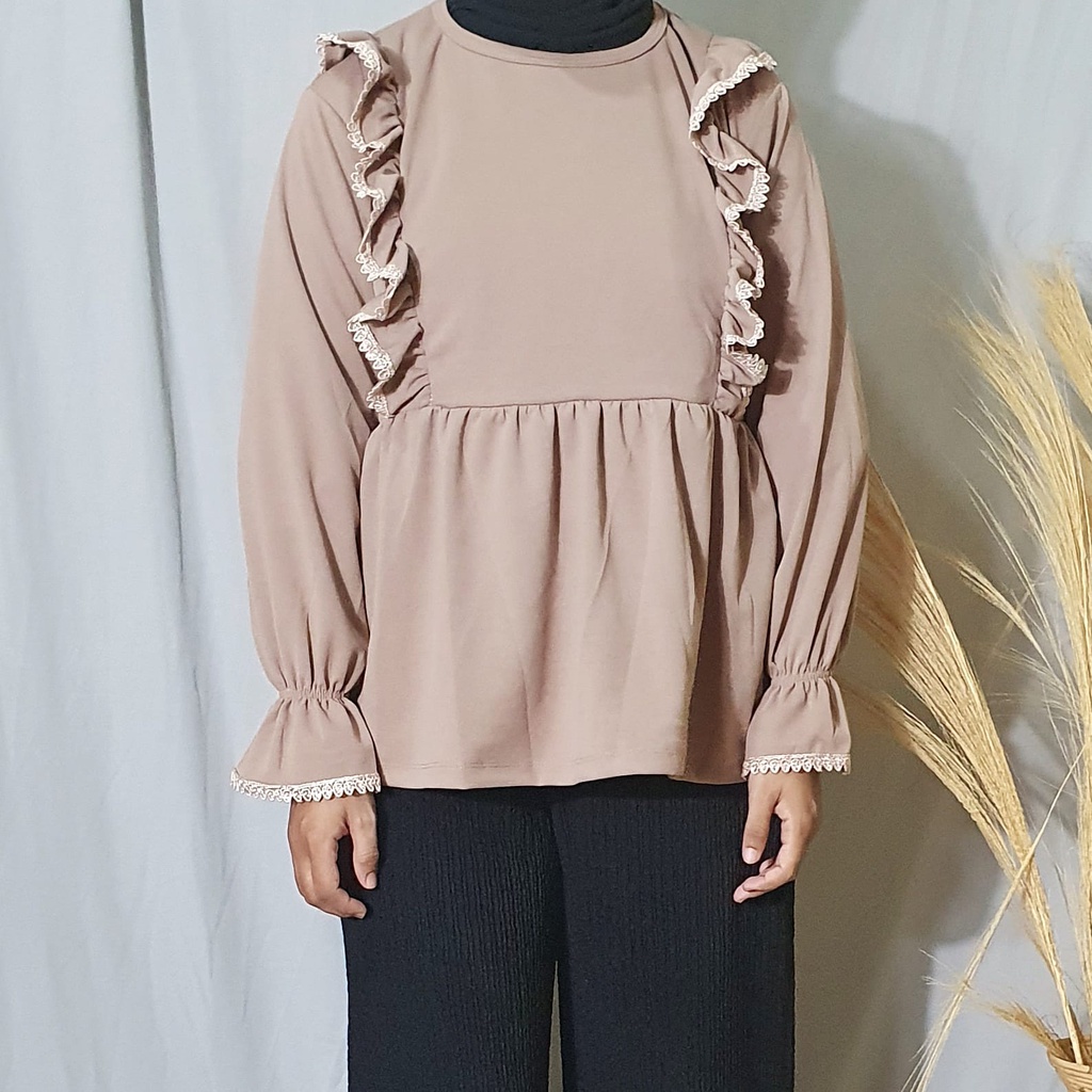 Dailythings Blouse JUMBO Renda Sarah Ukuran Fit L sampai XXL  LD 104cm Pb 65cm