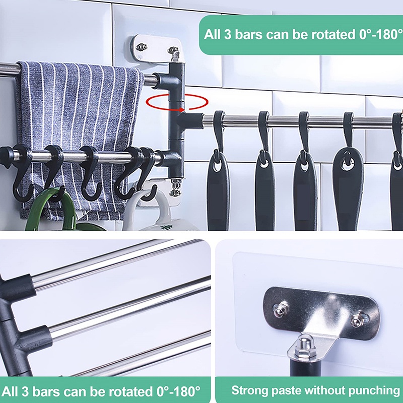 Kait Multifungsi Dapur Cup Holder Hiasan Dinding Berputar Rak Penyimpanan