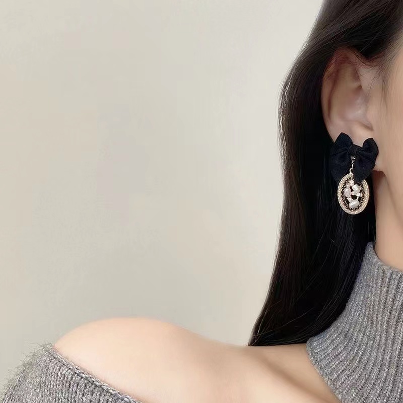 IFYOU Anting Busur Vintage Anting Tusuk Mutiara Anting Tusuk Untuk Wanita Perhiasan Aksesoris Fashion Perhiasan