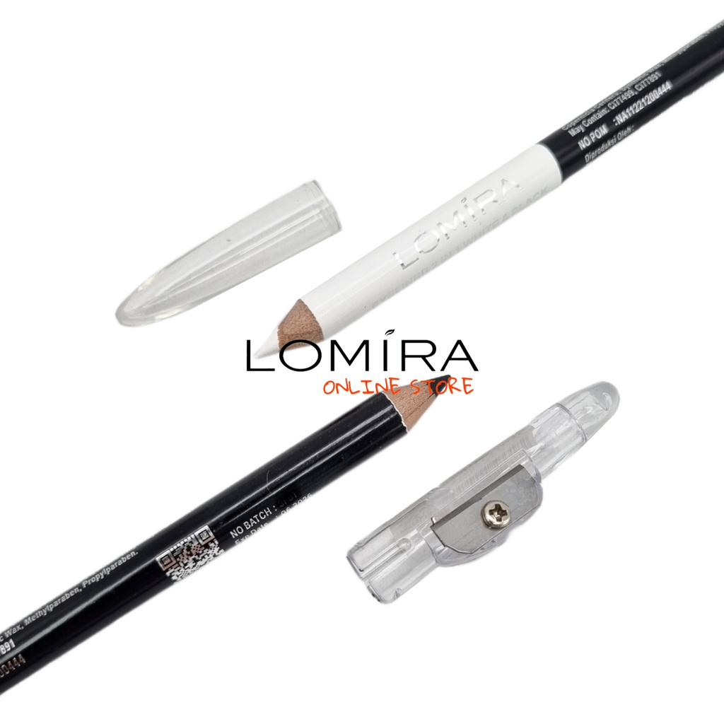 LOMIRA EYELINER PENCIL 2in1 WHITE &amp; BLACK - BPOM - EYELINER PENSIL LOMIRA - PENSIL EYELINER MURAH