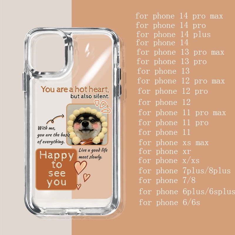 IPHONE Casing Ponsel Lembut Tahan Guncangan Pasangan Anjing Lucu Kompatibel Untuk Iphone14 11 13 12 Pro XS Max X XR 78 6 6S Plus Cover Casing TPU Transparan