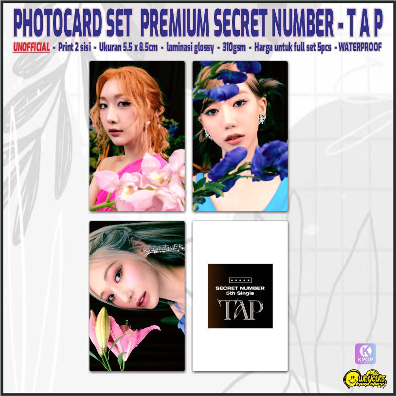 Photocard Set Premium Secret Number T A P / print 2 sisi laminasi glossy / anti air isi 5 pcs