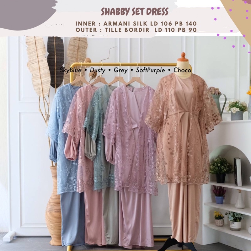 Shabby Set Dress 3 In 1 Ld 106/Dress Set Tille Bordir/Dress Tille Sage/Dress Bridesmaid/Dress Seragaman/Dress Prewedding