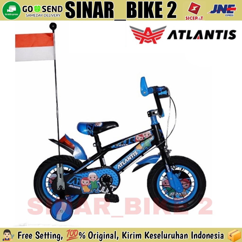 Sepeda Anak Laki 12 &amp; 18 Bmx Atlantis Twins Ban Jumbo Usia 2-10 Tahun