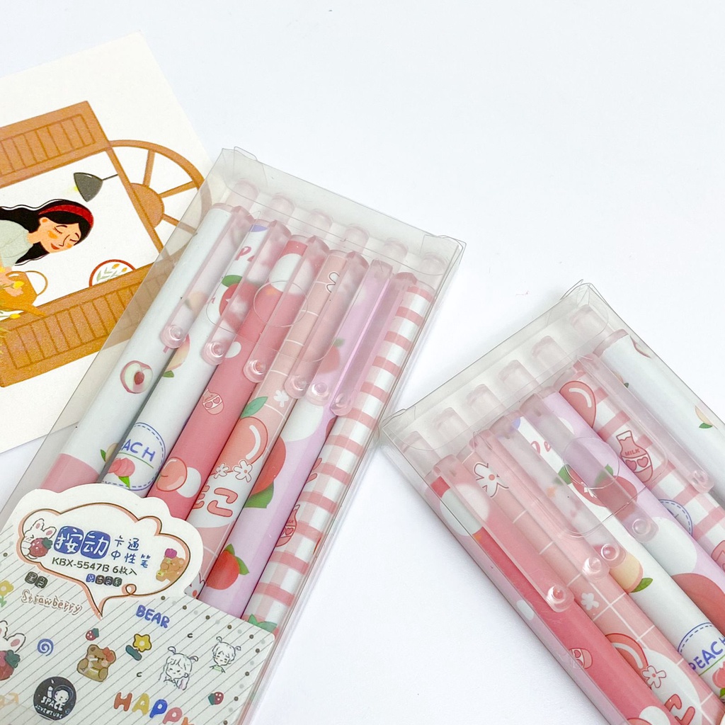

1 SET 6 PCS ERASABLE PEN CETEK PEACH / PULPEN CETEK ERASABLE 1 SET ISI 6 PCS PEACH BISA DI HAPUS BUAH PERSIK FREE BOX MIKA BENING TERMURAH!