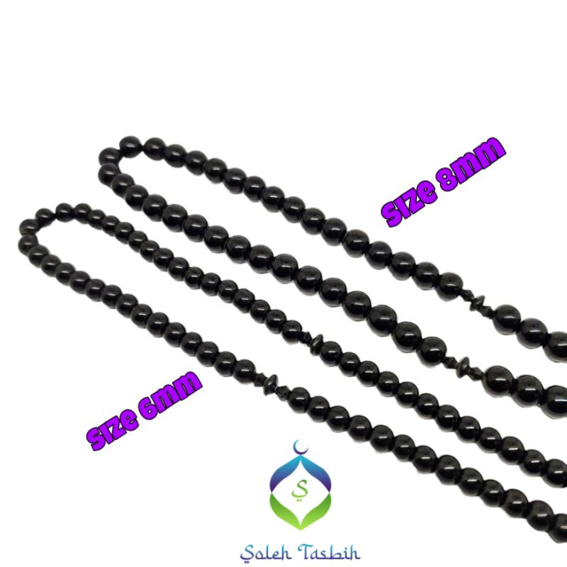 Tasbih Black Jade Size 6mm &amp; 8mm, Isi 99 Butir