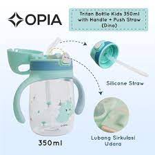 OPIA  Tritan push straw handle bottle 350ml Dino