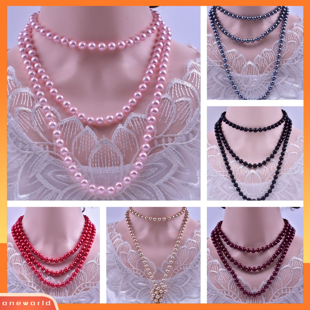 [ONE] Kalung Mutiara Imitasi Charming Sleek Glass Cluster Kalung Mutiara Simulasi Panjang Untuk Anniversary