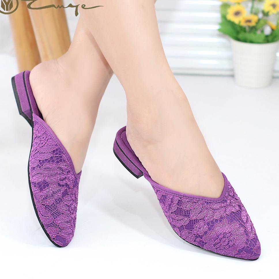 Hot Sale Sandal Flat Shoes Jumbo Pengantin Brukat 42-45 Wanita I Selop Bigsize Original Pansus Konda