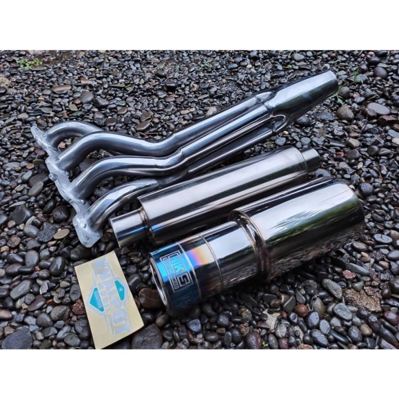 KNALPOT MOBIL yaris header panjang 41 muffler hks blue dan resonator BERKUALITAS