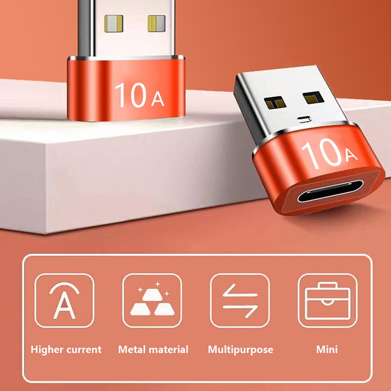 Adaptor USB Female OTG Tipe-C Mini Tahan Lama/ Adaptor USB 10A Serbaguna/ Konektor Transmisi Data Pengisian Serbaguna