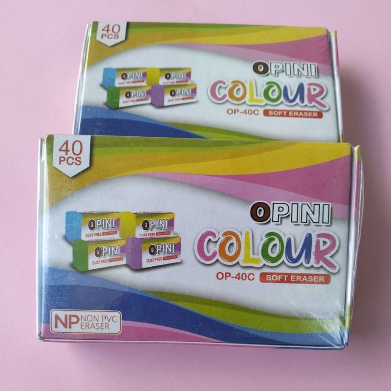 

(490gr) 1 Pack Isi 24 40 pcs Penghapus Setip Eraser Pensil Warna Putih OPINI/Goztar