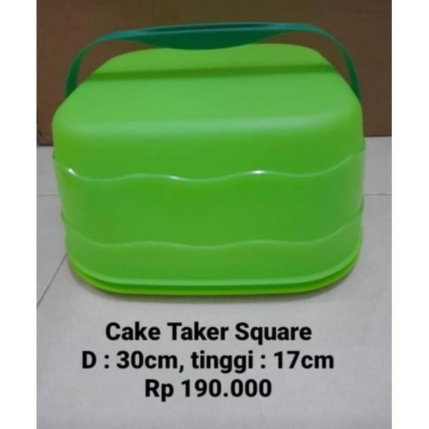 Tupperware Cake Taker Square Hijau Tempat Cake Kue