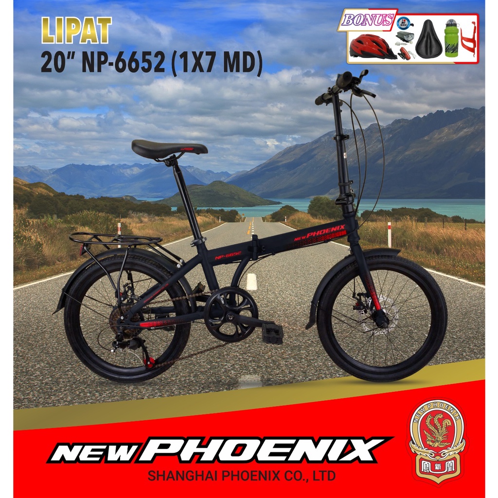 Sepeda Lipat 20 inch NEW PHOENIX 1x7speed
