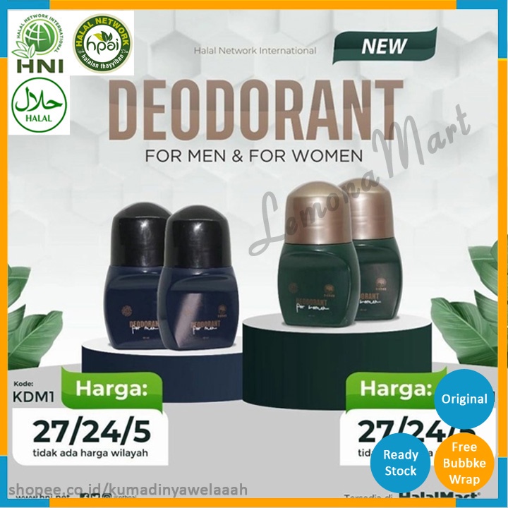 Beauty Deodorant Roll On HNI HPAI Pria Wanita Bebas Alkohol Tidak Lengket 40ml - Anti Bau Badan HK0-