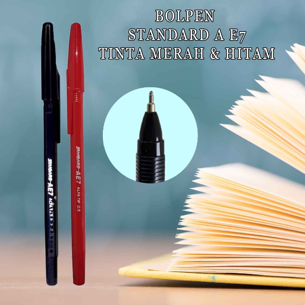 Pulpen * Bolpen Standard AE7 * Tinta Hitam &amp; Merah * 1pcs