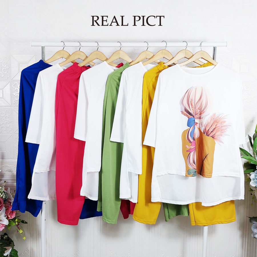 ONE SET PRETTY WOMEN OVERSIZE BAJU DAN CELANA PANJANG WANITA VIRAL CANTIK GL FASHION